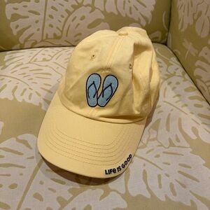 Life Is Good Light Yellow Flip Flop Cap Hat